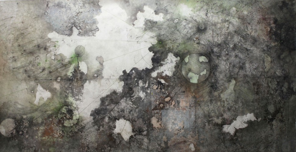 Slow release  , mix media on canvas 210X410 cm